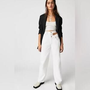 Agolde NWT Broken Waistband White Denim Straight Jeans in Milkshake, Size 25